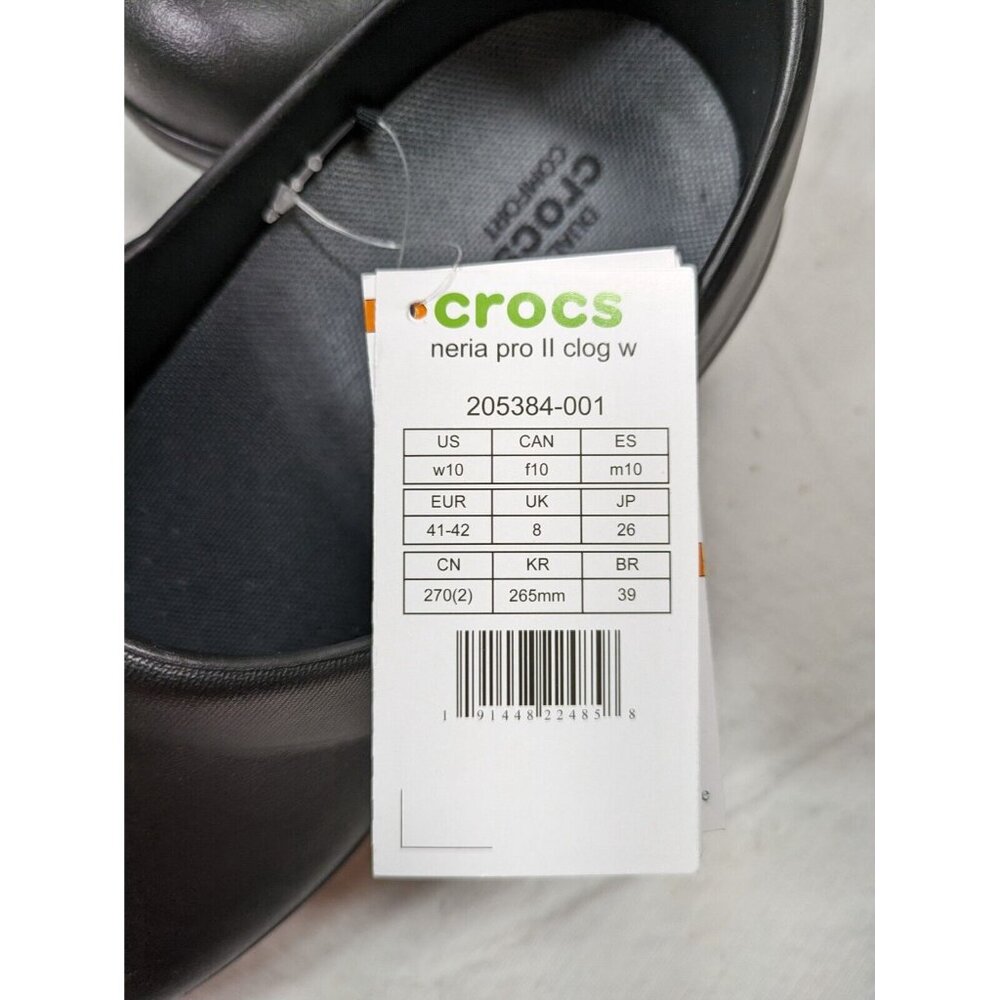 Crocs Neria Pro II Work  Shoes non slip Clogs Women's Size 10 Black Noir 900 - Picture 10 of 10